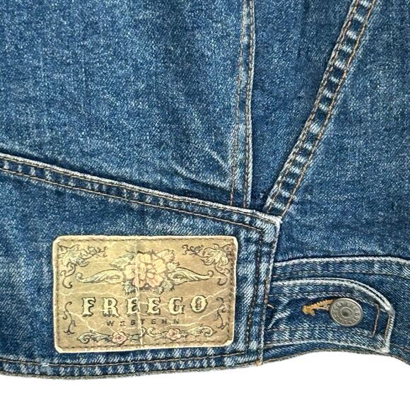 VTG Freego Western Denim Jacket 80s Medium Stud Sequin Embellished Oversized - Picture 10 of 13